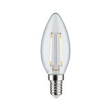 Clear LED candle bulb with E14 base and visible filaments for energy-efficient lighting