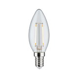 Klarer LED-Kerzenlampe mit E14-Fassung und sichtbaren Filamenten für energiesparende Beleuchtung