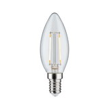 Klarer LED-Kerzenlampe mit E14-Fassung und sichtbaren Filamenten für energiesparende Beleuchtung