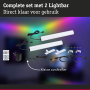 Compleet set met 2 witte LED-lightbars, afstandsbediening en accessoires voor slimme verlichting