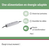 Transformateur LED en aluminium avec câble pour alimentation en énergie adaptée
