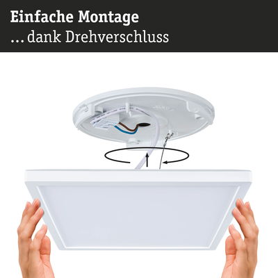 Weiße quadratische LED-Deckenleuchte mit einfachem Drehverschluss zur schnellen Montage