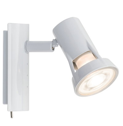 White metal LED wall spotlight with adjustable head for focused indoor lighting