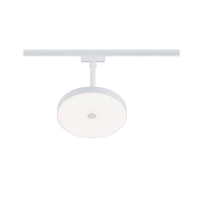 Round white metal LED ceiling light with diffuser, perfect for modern indoor lighting solutions.
