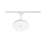 Round white metal LED ceiling light with diffuser, perfect for modern indoor lighting solutions.