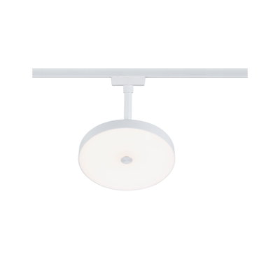 Round white metal LED ceiling light with diffuser, perfect for modern indoor lighting solutions.
