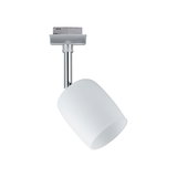 Modern LED spotlight with white glass and chrome metal for flexible room lighting