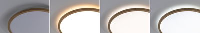 Round ceiling light with wooden frame and adjustable color temperature for modern home lighting