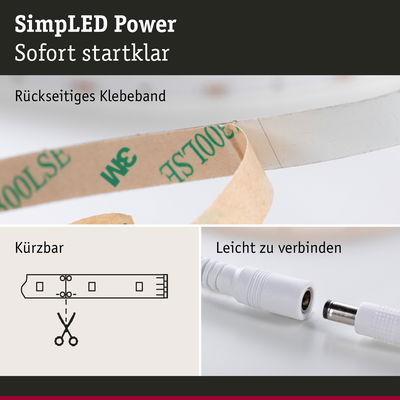 LED-Streifen mit rückseitigem Klebeband, zuschneidbar und leicht verbindbar für flexible Beleuchtung