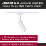 Spot LED URail Spot Tubo blanc au design droit pour un éclairage d’intérieur flexible