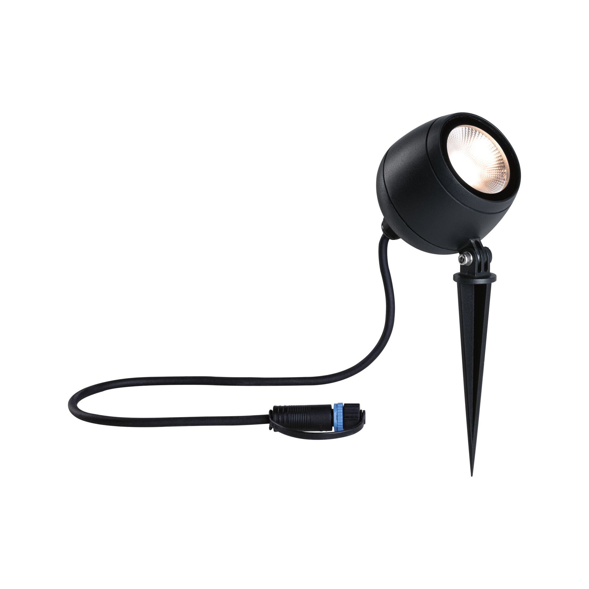 Plug & Shine LED Gartenstrahler Kikolo IP65 3000K 7,2W Anthrazit Schwarzer LED-Gartenstrahler mit Erdspieß und Kabelanschluss für Außenbeleuchtung und Akzentbeleuchtung