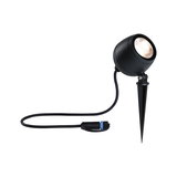 Black LED garden spotlight with ground spike and cable connector for outdoor and accent lighting