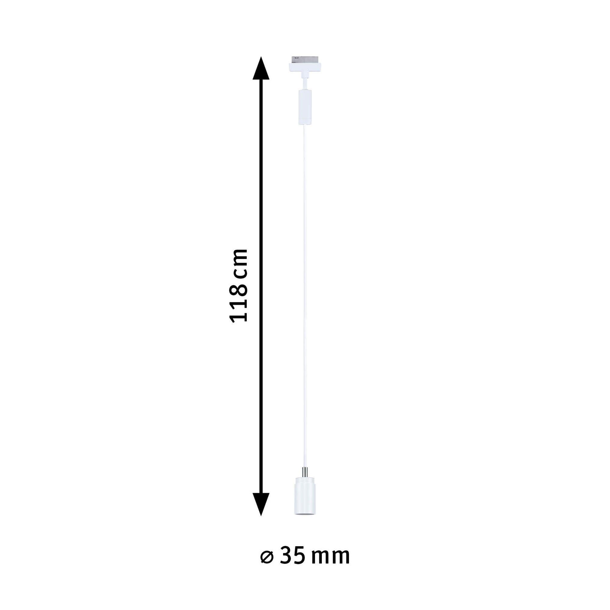 Hvid LED-pendelledning 118 cm lang med 35 mm diameter til moderne belysning