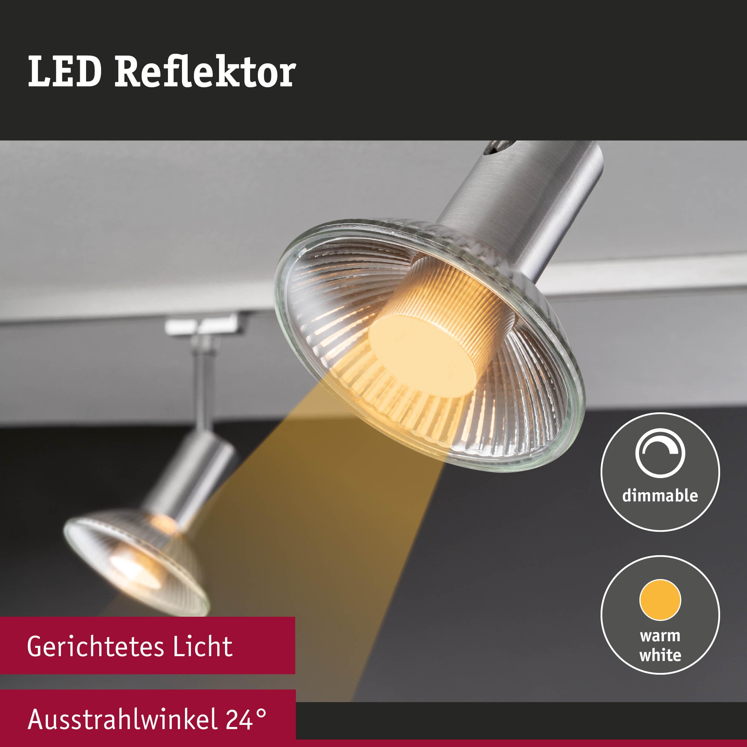 LED Reflektor aus gebürstetem Metall mit warmweißem, dimmbarem Licht und 24° Abstrahlwinkel