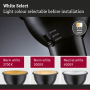 Black LED lamp with adjustable light colour from 2700K to 4000K for versatile lighting options