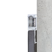 Cross-section of aluminium profile with LED contacts and black seal for LED light strips