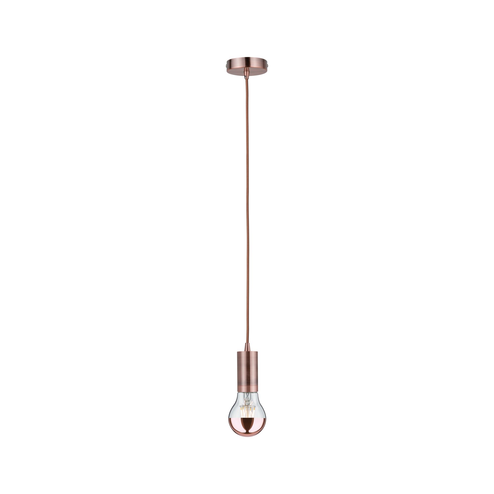 Suspension moderne en cuivre avec ampoule claire et câble textile pour un éclairage intérieur élégant