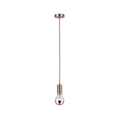 Suspension moderne en cuivre avec ampoule claire et câble textile pour un éclairage intérieur élégant