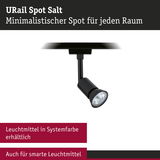 Minimalistischer schwarzer URail Spot Salt aus Metall für flexible Raumbeleuchtung mit smarten Leuchtmitteln