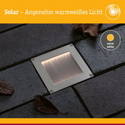 Solar LED Bodeneinbauleuchte Sorea Dämmerungssensor IP67 eckig 100x100mm 3000K 0,1W 6lm 3,7V Eisen gebürstet ABS/Polycarbonat/Edelstahl