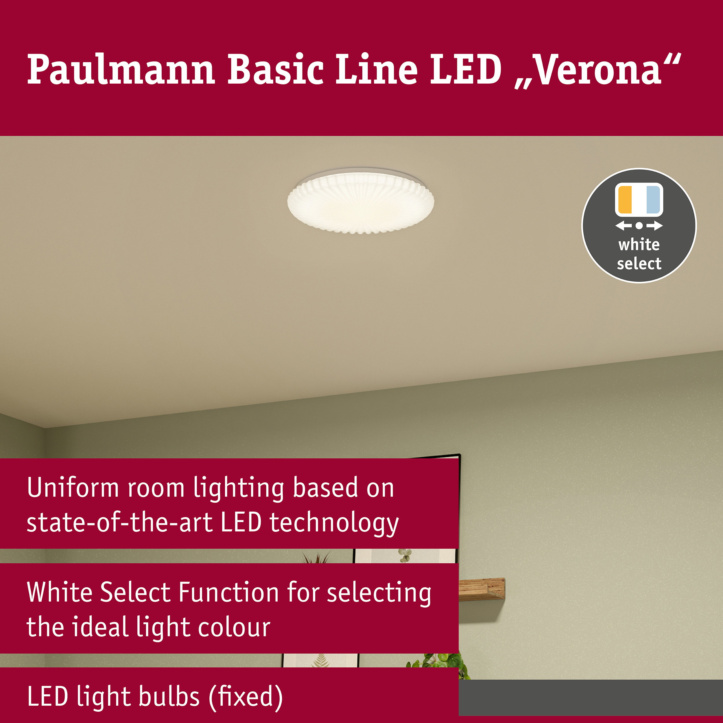LED Ceiling light Verona White Select 375mm 230V 21,2W White