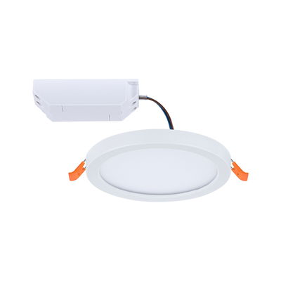 Round white LED recessed panel with driver and orange clips for modern indoor lighting solutions