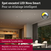 Spot encastré LED Nova Smart blanc avec lumière blanche réglable pour éclairage intérieur