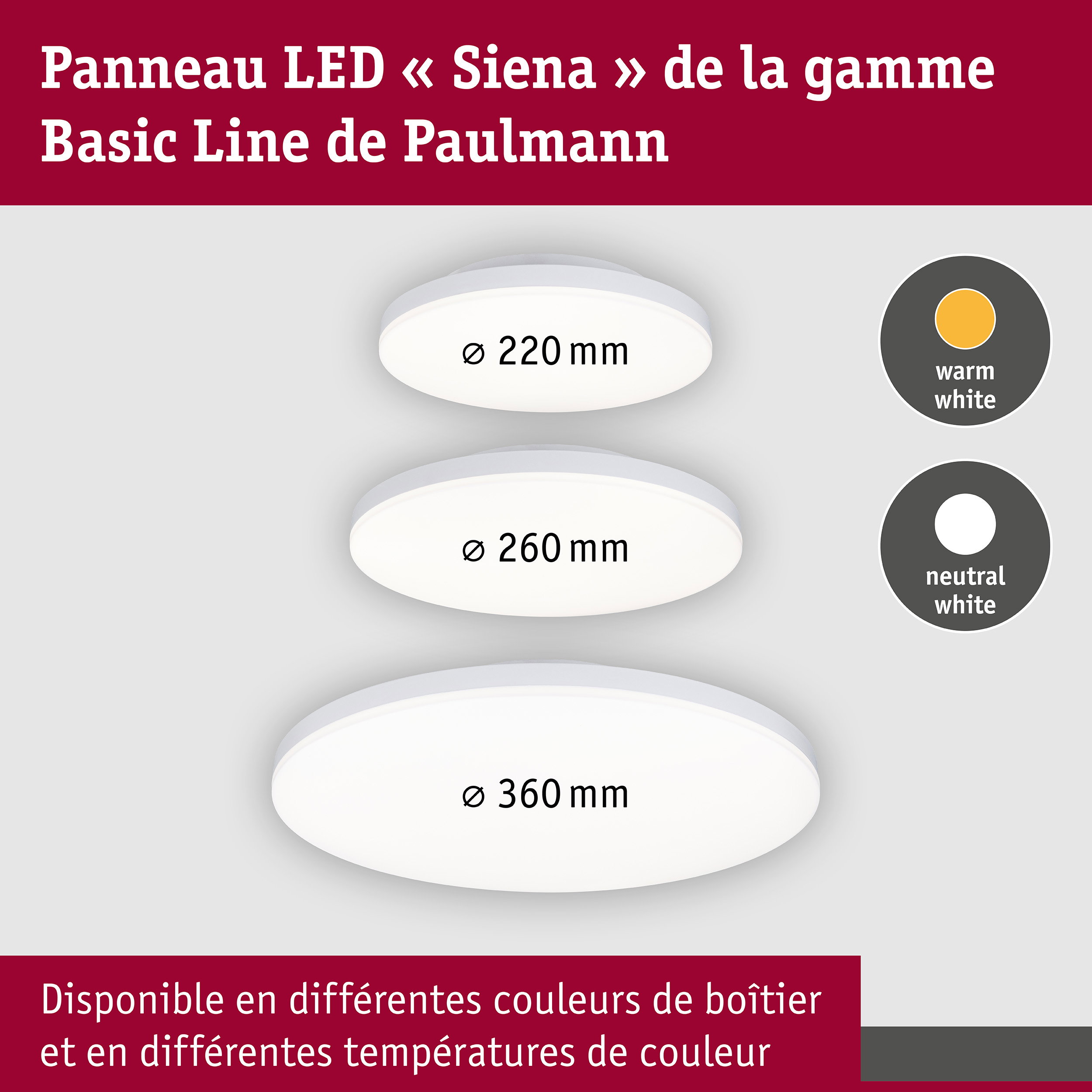 Plafonnier LED Siena 4000K 220mm 1100lm 230V 12,3W