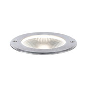 Round recessed LED light made of brushed silver aluminium for modern lighting solutions