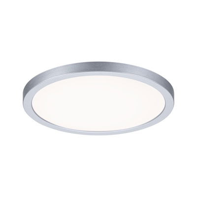 Runde LED-Deckenleuchte mit silbernem Aluminiumrahmen und weißem Diffusor für modernes Raumlicht