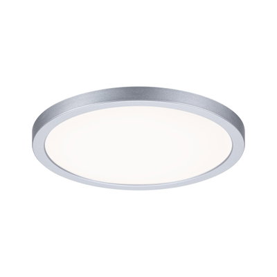 Round LED ceiling light with silver aluminum frame and white diffuser for modern room lighting
