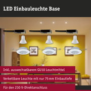 LED Einbauleuchte Base in Weiß mit GU10 Leuchtmittel, 75 mm Einbautiefe, 230 V Direktanschluss