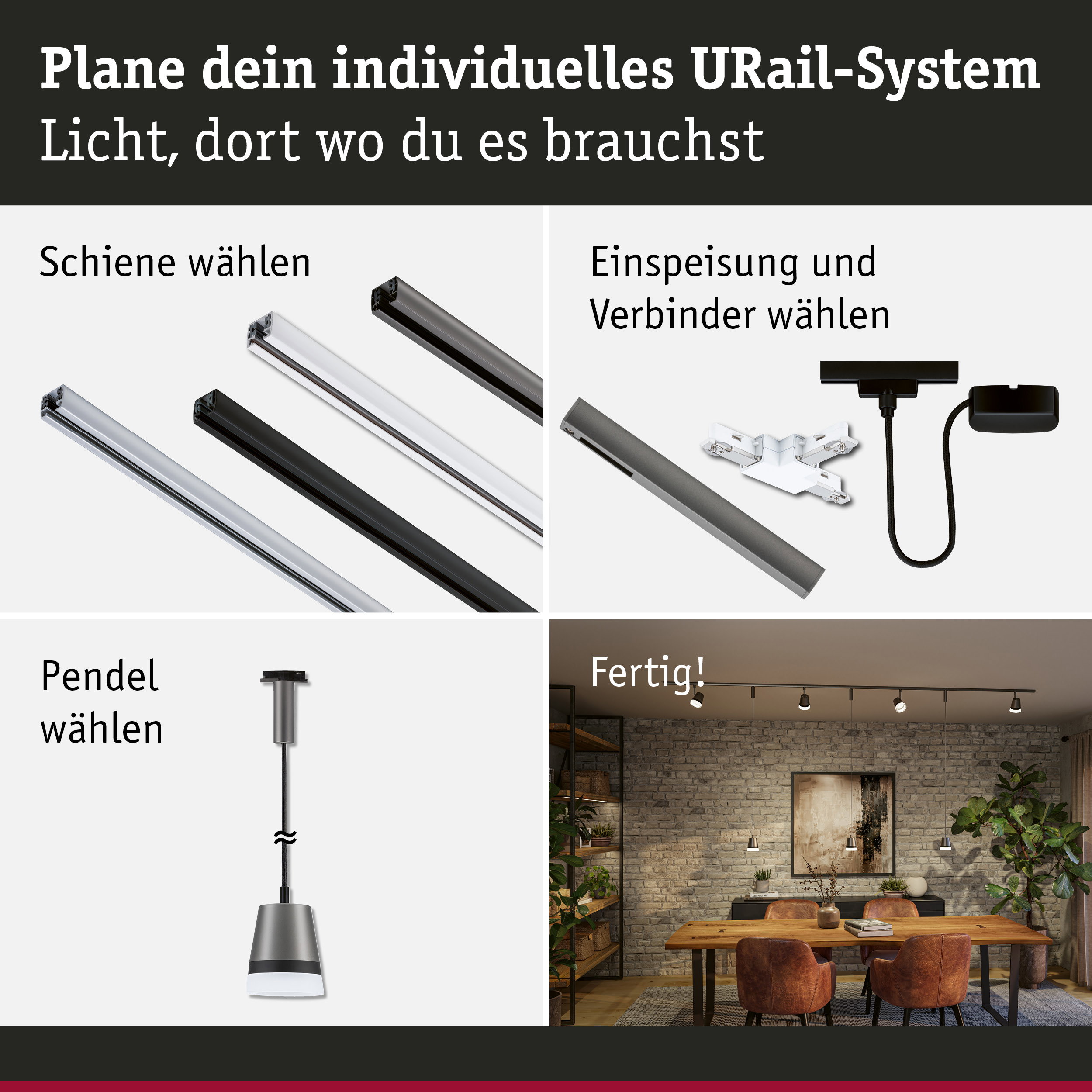 URail Pendel Cone GU10 max. 10W dimmbar 230V Titanium