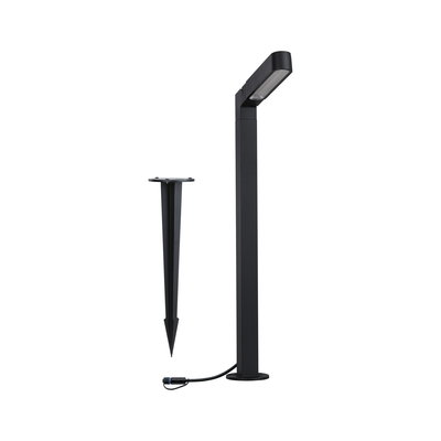 Black metal LED outdoor light with ground spike for garden and pathway lighting