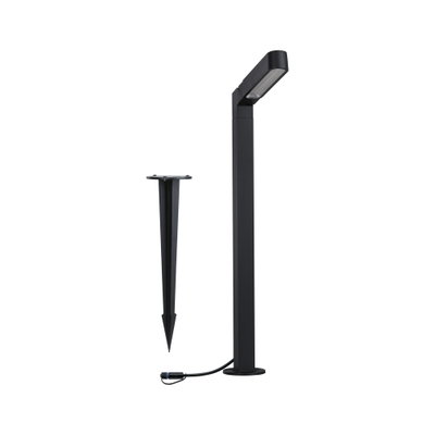 Zwarte metalen LED-buitenlamp met grondpen voor tuin- en padverlichting