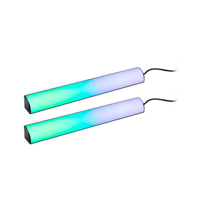 Two elongated LED light bars with blue and green gradient, modern ambient lighting with cable.