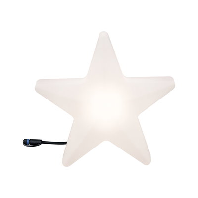 White plastic star with cable connector, decorative LED light for indoor and outdoor use