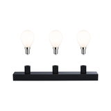 Plafonnier LED noir avec trois ampoules blanches, design minimaliste moderne pour espaces de vie