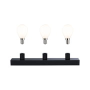 Schwarze LED-Deckenleuchte mit drei weißen Glühbirnen, modernes minimalistisches Design für Wohnräume