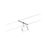 Système de câble LED moderne avec lumière blanche rectangulaire et cadre métallique argenté