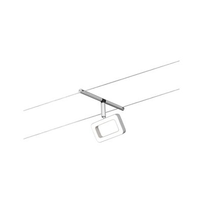 Système de câble LED moderne avec lumière blanche rectangulaire et cadre métallique argenté