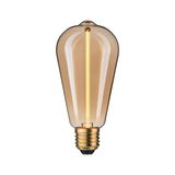 Vintage LED bulb with amber glass and gold base for decorative lighting and warm ambiance