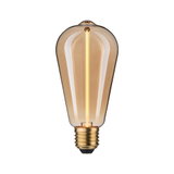 Vintage LED-Glühbirne mit bernsteinfarbenem Glas und goldfarbenem Sockel für dekorative Beleuchtung