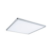 Quadratische LED-Deckenleuchte mit silbernem Aluminiumrahmen und weißem Diffusor für modernes Raumlicht