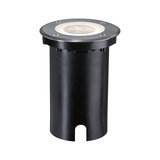 Round black metal recessed floor spotlight with matte finish for outdoor lighting