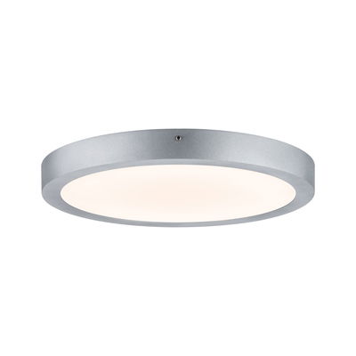 Plafonnier rond en aluminium argenté avec diffuseur blanc pour éclairage moderne