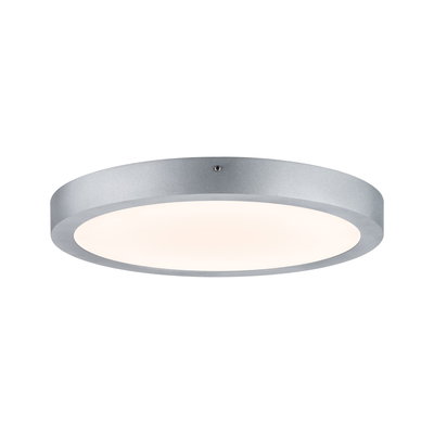 Round ceiling light in silver aluminum with white diffuser for modern room lighting