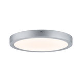 Runde Deckenleuchte aus silbernem Aluminium mit weißem Diffusor für modernes Raumlicht