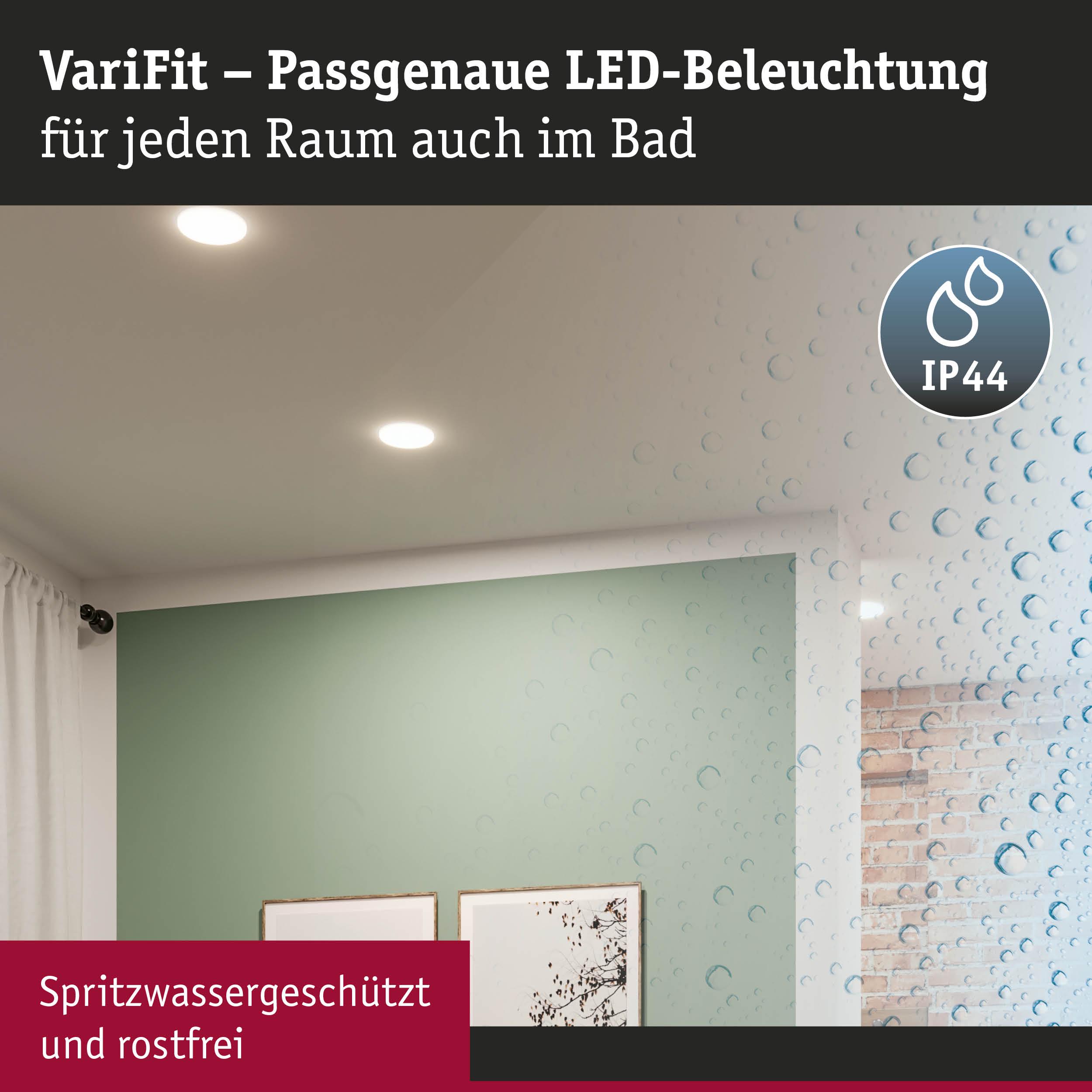 VariFit LED-Deckenleuchten in Weiß, spritzwassergeschützt IP44, ideal für Bad und Wohnräume