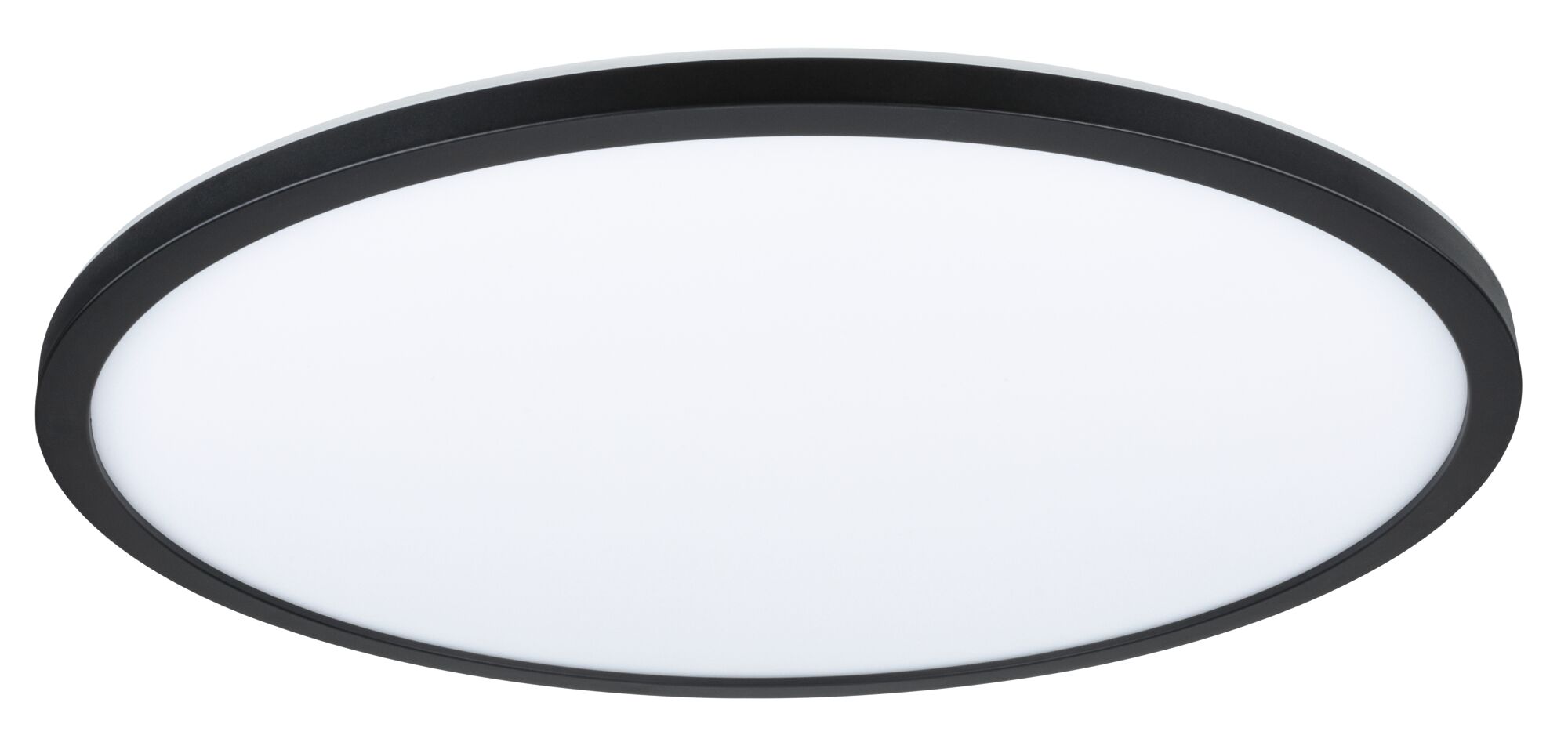Runde LED-Deckenleuchte mit schwarzem Rahmen und weißem Diffusor für moderne Innenbeleuchtung